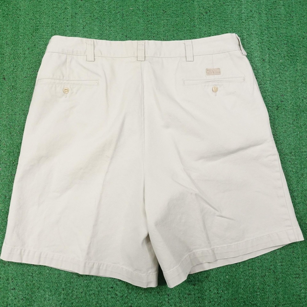 Vintage Polo By Ralph Lauren Chino Shorts Mens 38 Beige Pleated 90s - Picture 3 of 7